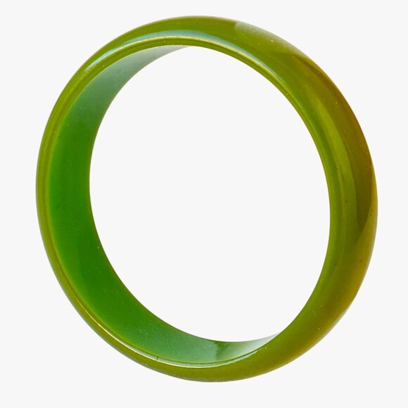 Vintage Bakelite Bangle Bracelet Green Smooth - Picture 4 of 11